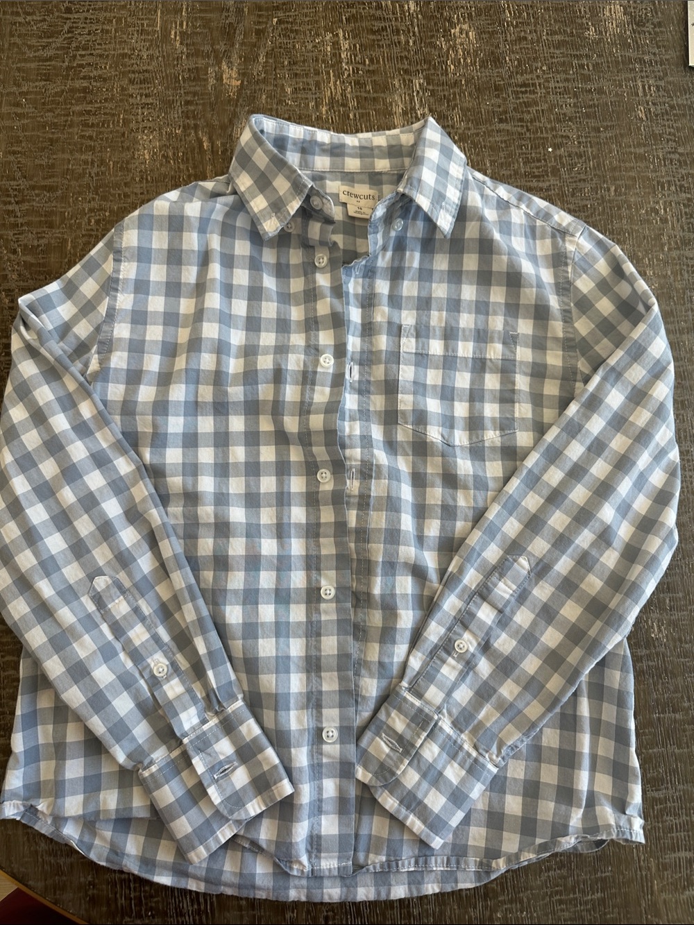Crewcuts Blue and White Gingham Button-Down Shirt size 10 like new